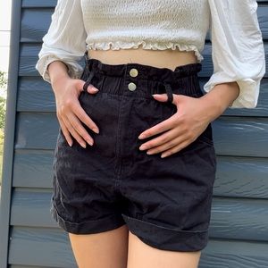 H&M black paper bag shorts